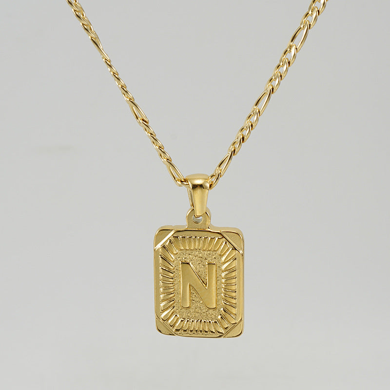 G1. 18K Stainless Steel 26 Square Letter Necklace