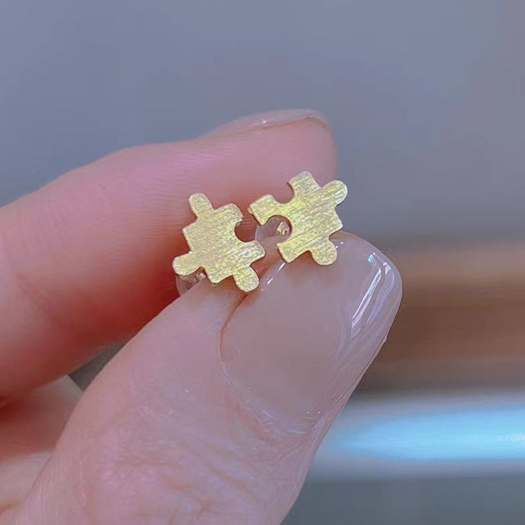 G1. Jigsaw Sterling Silver Necklace Gold Plated Zircon 925 Silver Jewelry