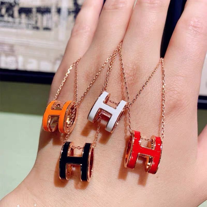 G1. Geometric Titanium Steel Necklace Enamel Stainless Steel Jewelry