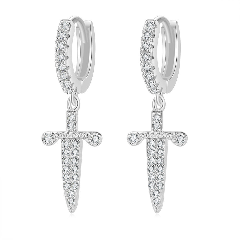 G1. Zircon Earrings Cross Butterfly Star Moon, Gold Plated