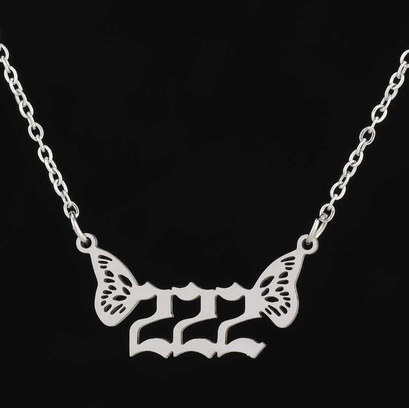 G1. 18K Gold Plated Angel Digital Butterfly, Lucky Pendant Necklace