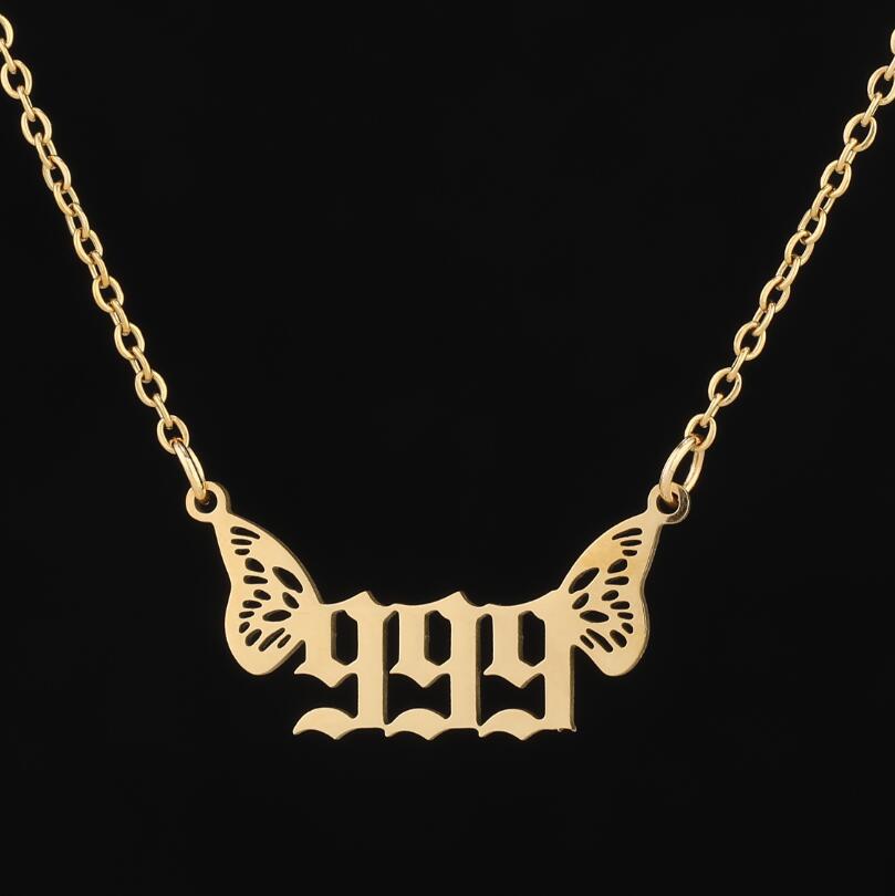 G1. 18K Gold Plated Angel Digital Butterfly, Lucky Pendant Necklace