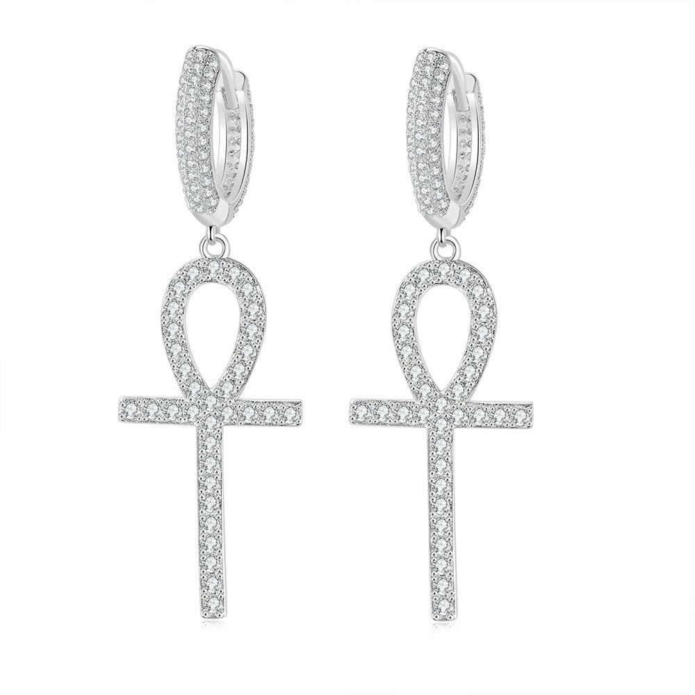 G1. Zircon Earrings Cross Butterfly Star Moon, Gold Plated