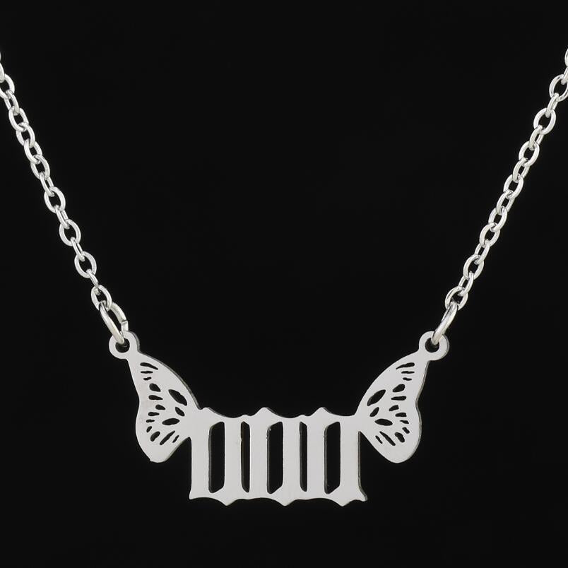 G1. 18K Gold Plated Angel Digital Butterfly, Lucky Pendant Necklace