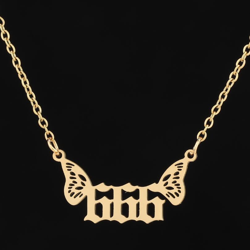 G1. 18K Gold Plated Angel Digital Butterfly, Lucky Pendant Necklace