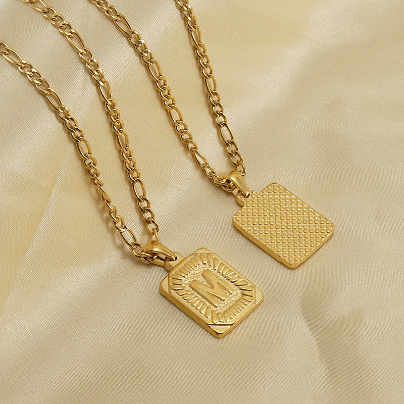 G1. 18K Stainless Steel 26 Square Letter Necklace