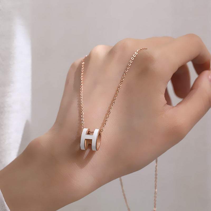 G1. Geometric Titanium Steel Necklace Enamel Stainless Steel Jewelry
