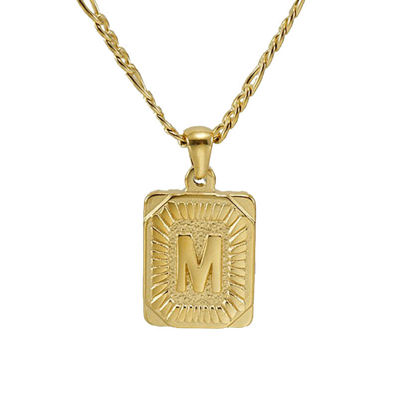 G1. 18K Stainless Steel 26 Square Letter Necklace