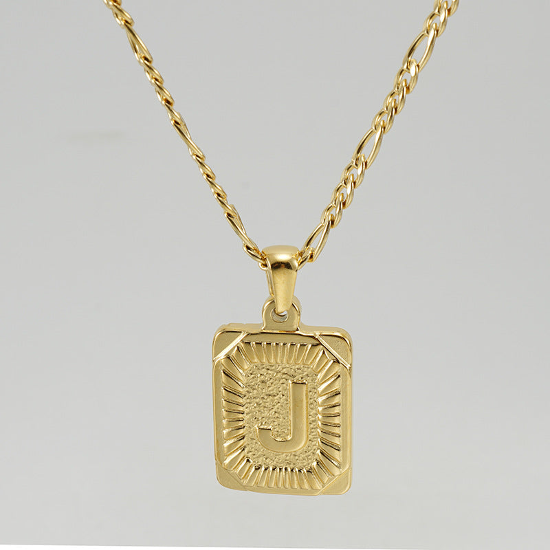 G1. 18K Stainless Steel 26 Square Letter Necklace