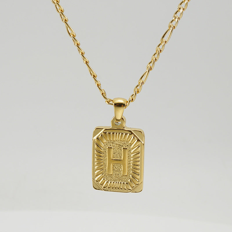 G1. 18K Stainless Steel 26 Square Letter Necklace