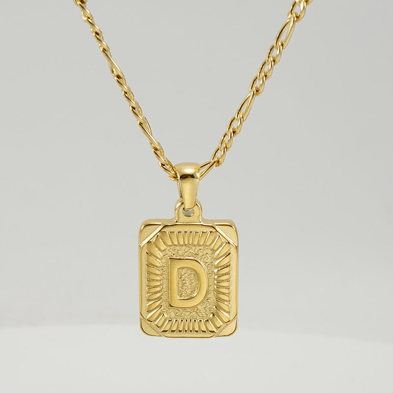 G1. 18K Stainless Steel 26 Square Letter Necklace