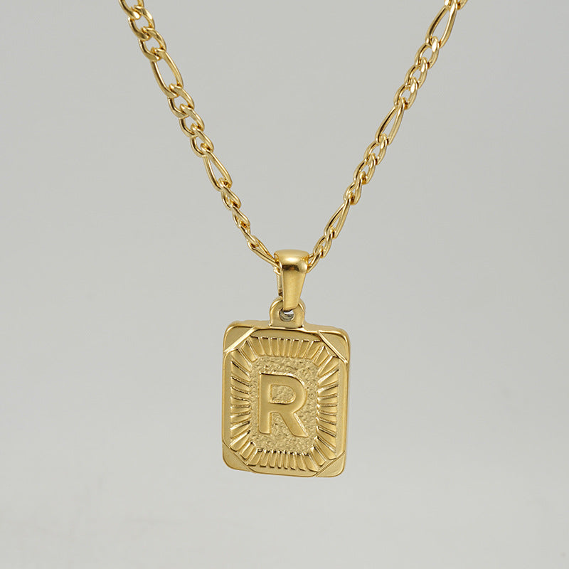 G1. 18K Stainless Steel 26 Square Letter Necklace
