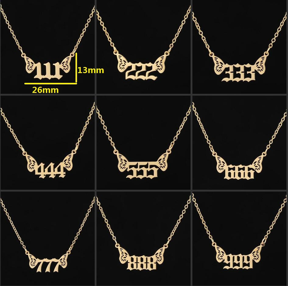 G1. 18K Gold Plated Angel Digital Butterfly, Lucky Pendant Necklace