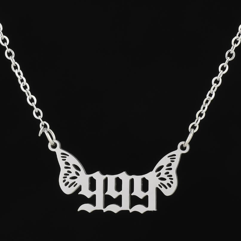 G1. 18K Gold Plated Angel Digital Butterfly, Lucky Pendant Necklace