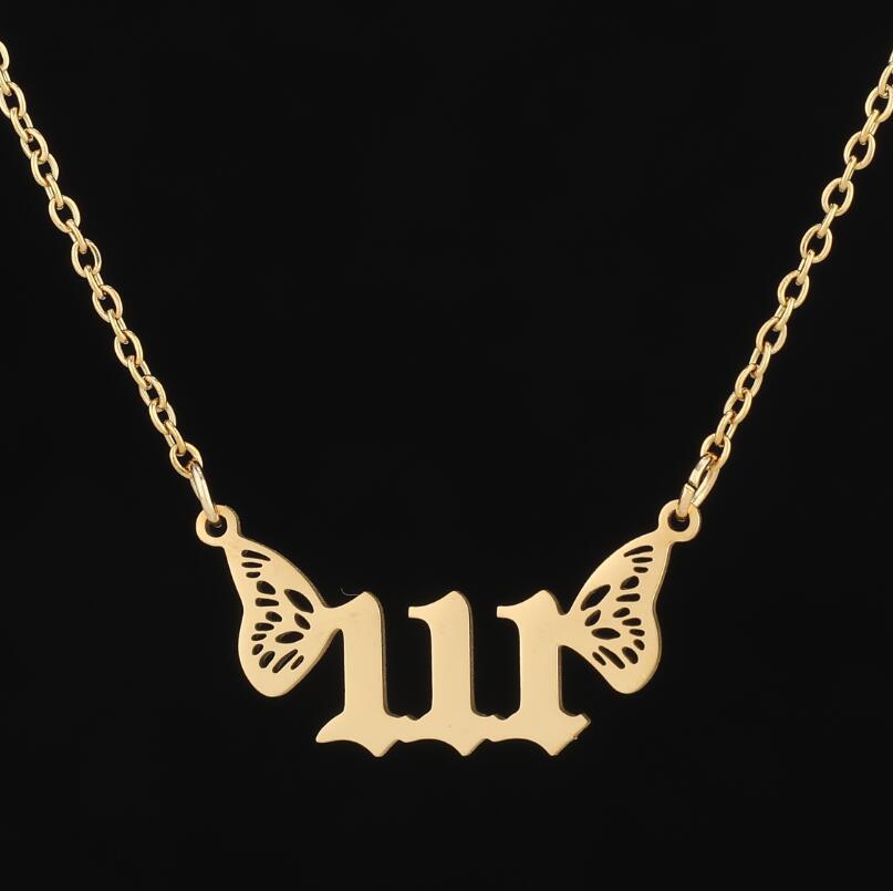G1. 18K Gold Plated Angel Digital Butterfly, Lucky Pendant Necklace