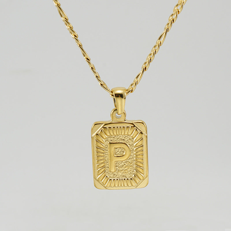 G1. 18K Stainless Steel 26 Square Letter Necklace