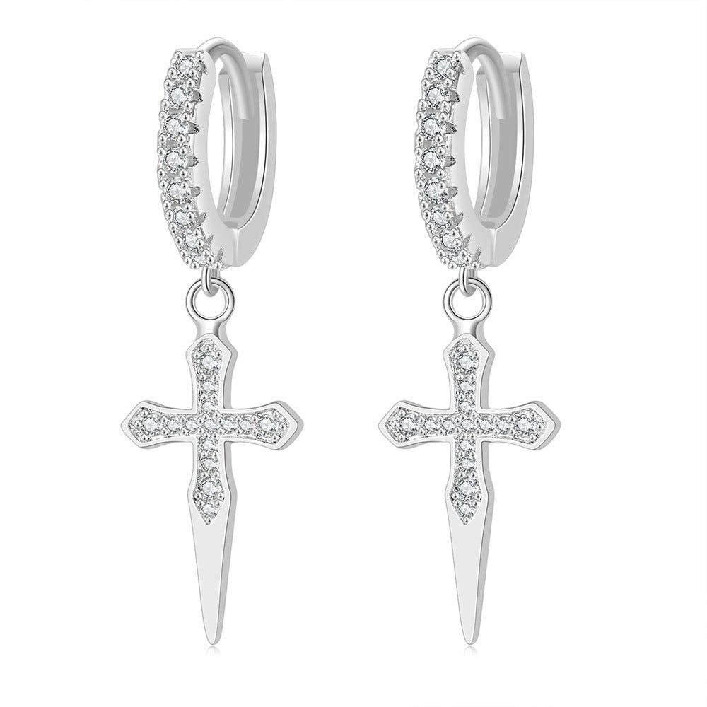 G1. Zircon Earrings Cross Butterfly Star Moon, Gold Plated