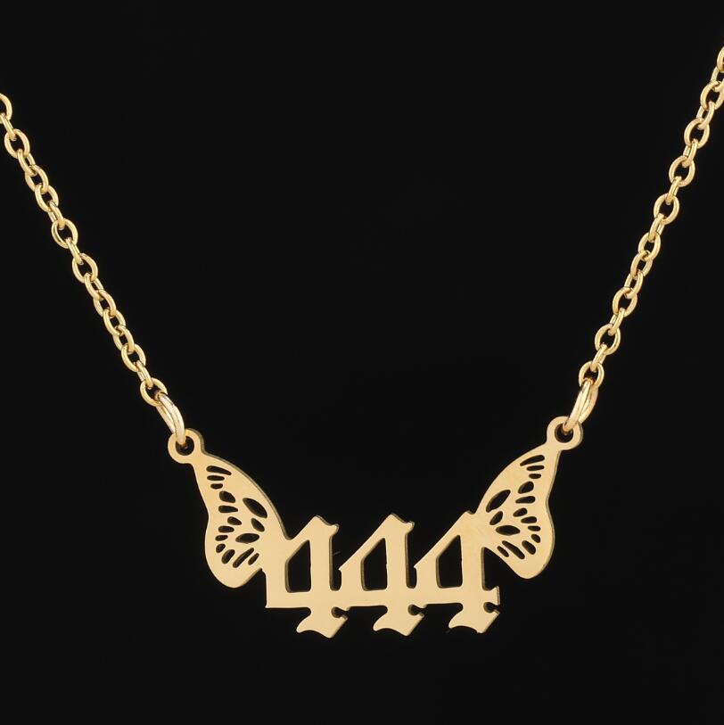 G1. 18K Gold Plated Angel Digital Butterfly, Lucky Pendant Necklace