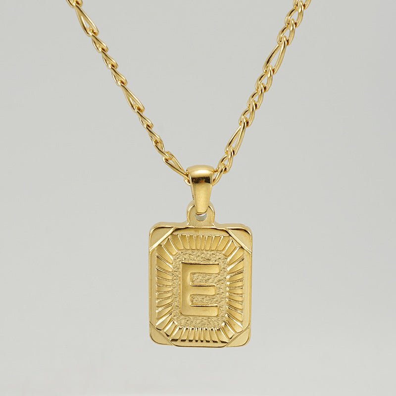 G1. 18K Stainless Steel 26 Square Letter Necklace
