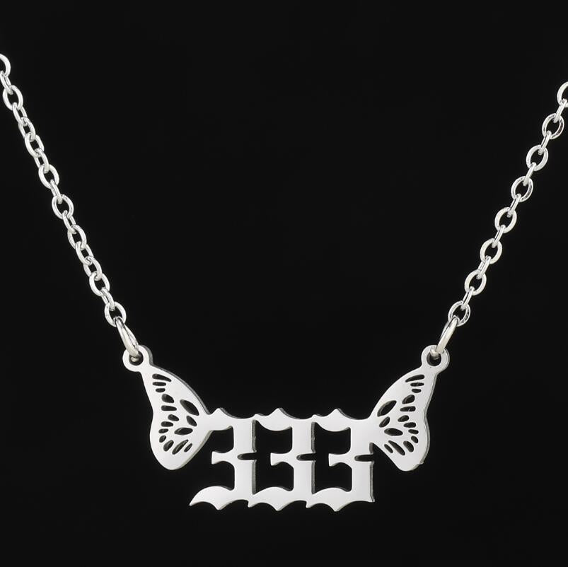 G1. 18K Gold Plated Angel Digital Butterfly, Lucky Pendant Necklace