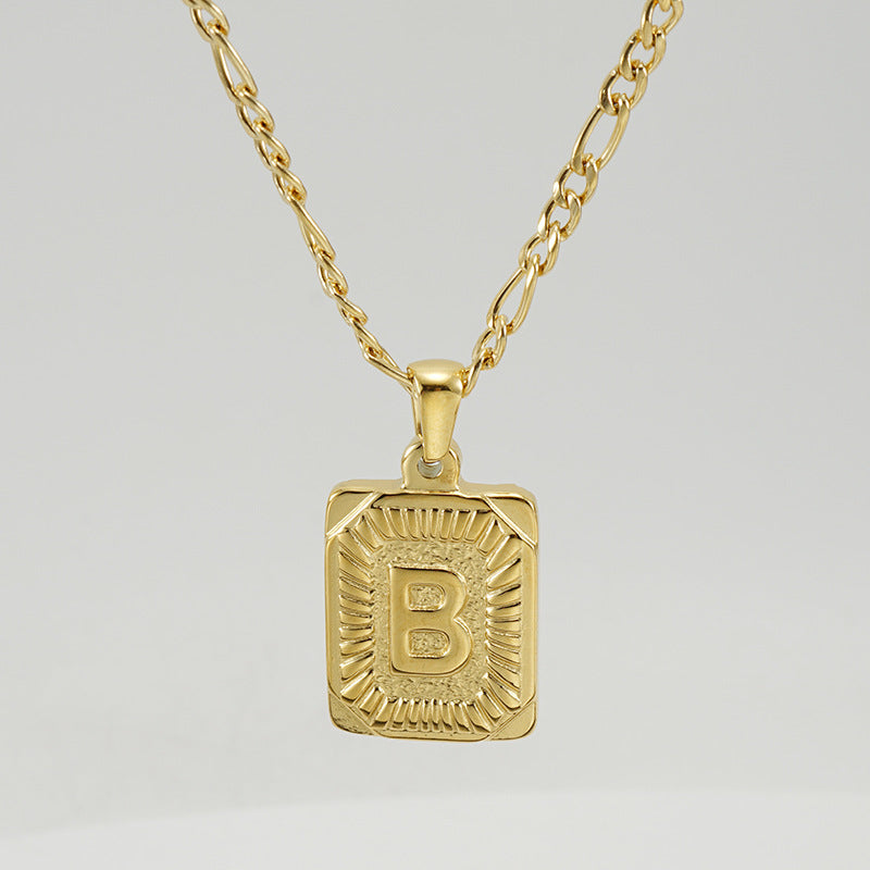 G1. 18K Stainless Steel 26 Square Letter Necklace