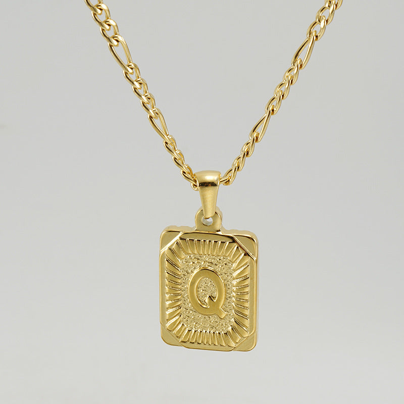 G1. 18K Stainless Steel 26 Square Letter Necklace