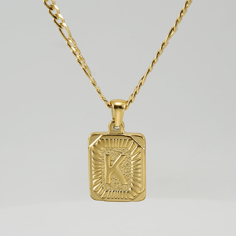 G1. 18K Stainless Steel 26 Square Letter Necklace