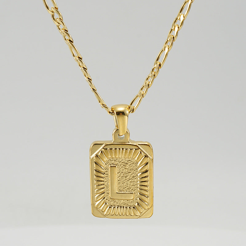 G1. 18K Stainless Steel 26 Square Letter Necklace