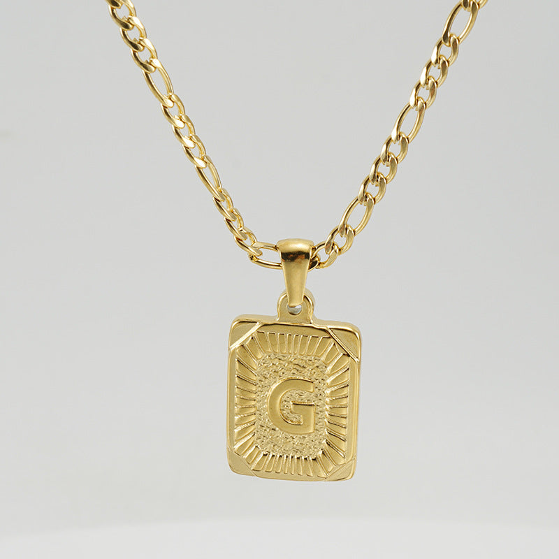 G1. 18K Stainless Steel 26 Square Letter Necklace