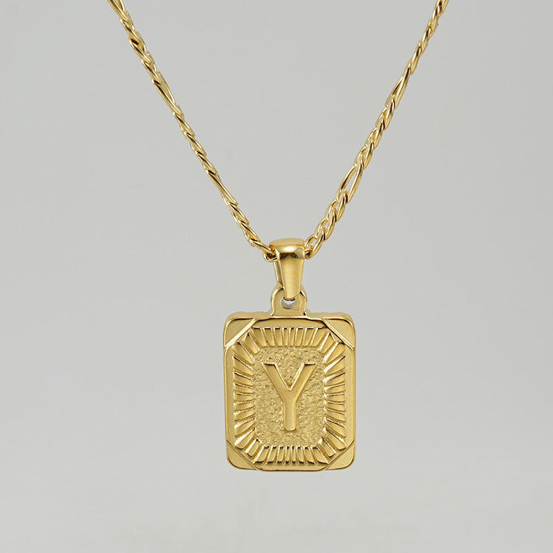 G1. 18K Stainless Steel 26 Square Letter Necklace