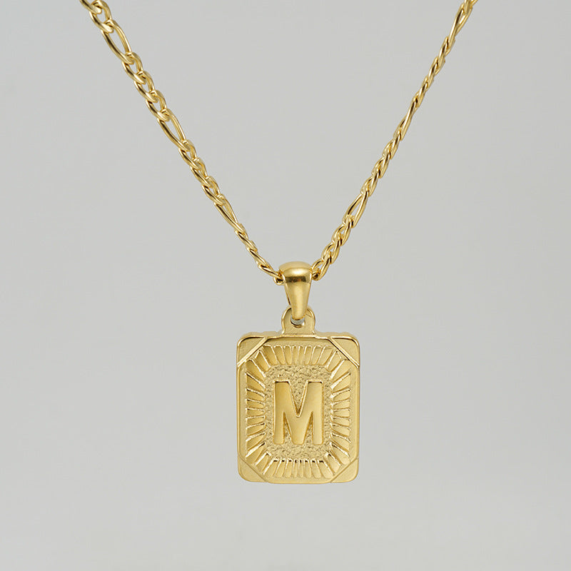 G1. 18K Stainless Steel 26 Square Letter Necklace