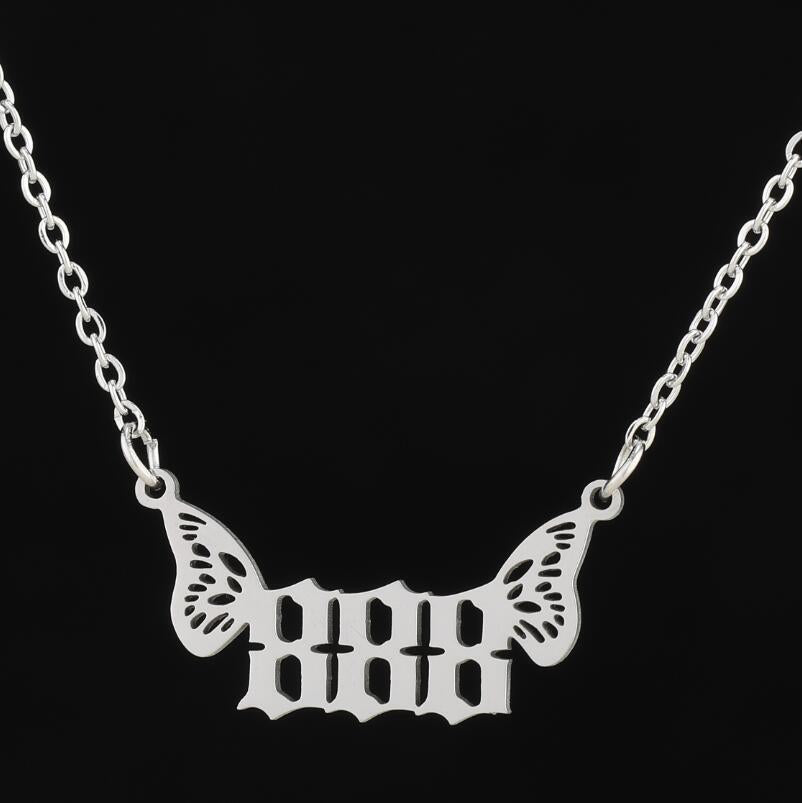 G1. 18K Gold Plated Angel Digital Butterfly, Lucky Pendant Necklace
