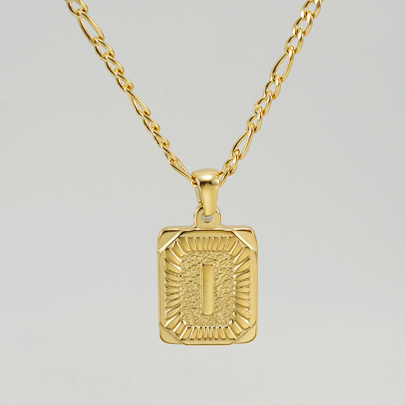G1. 18K Stainless Steel 26 Square Letter Necklace