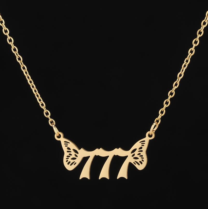 G1. 18K Gold Plated Angel Digital Butterfly, Lucky Pendant Necklace