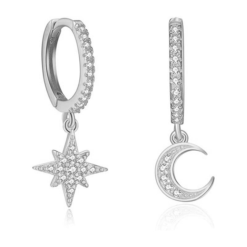 G1. Zircon Earrings Cross Butterfly Star Moon, Gold Plated