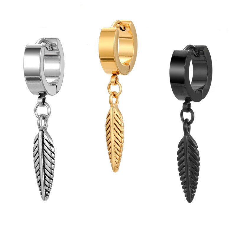 G1. Simple Leaf Copper Gold Plated Titanium Steel Small Earrings