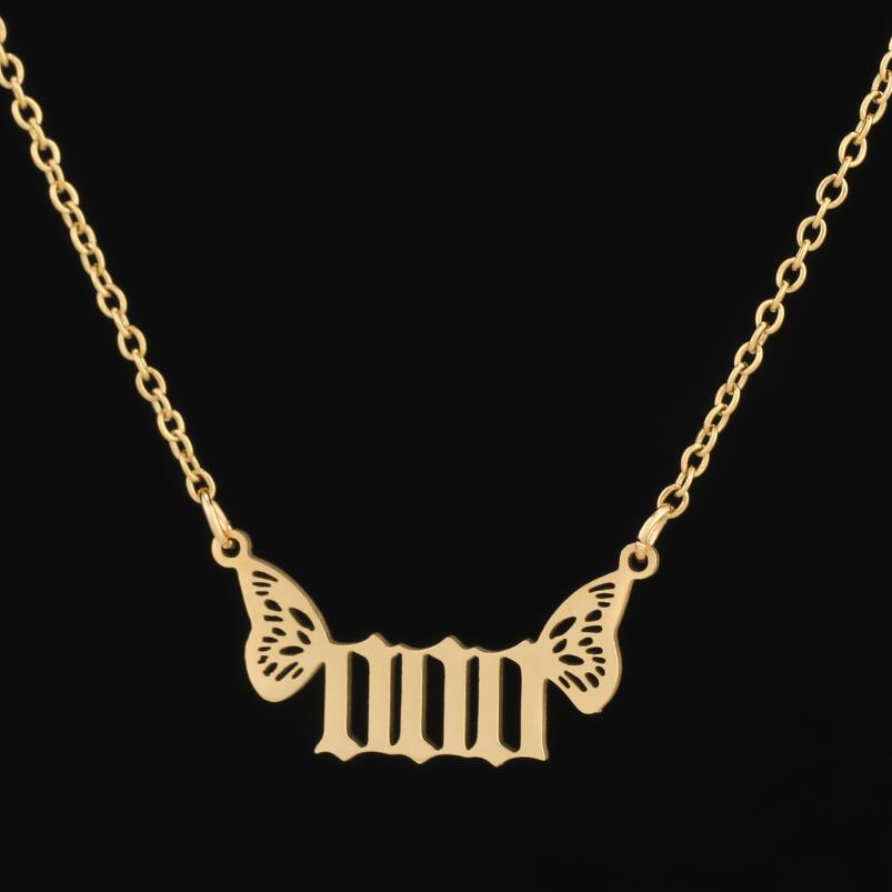 G1. 18K Gold Plated Angel Digital Butterfly, Lucky Pendant Necklace