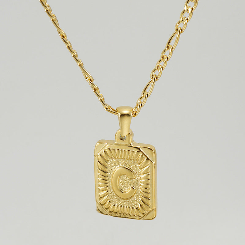 G1. 18K Stainless Steel 26 Square Letter Necklace