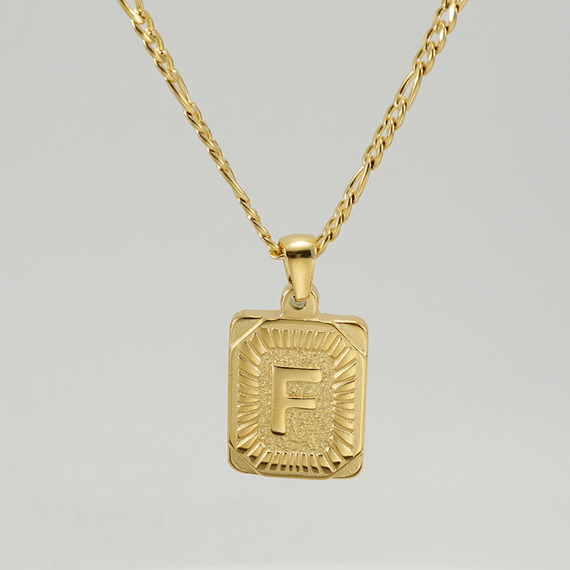 G1. 18K Stainless Steel 26 Square Letter Necklace