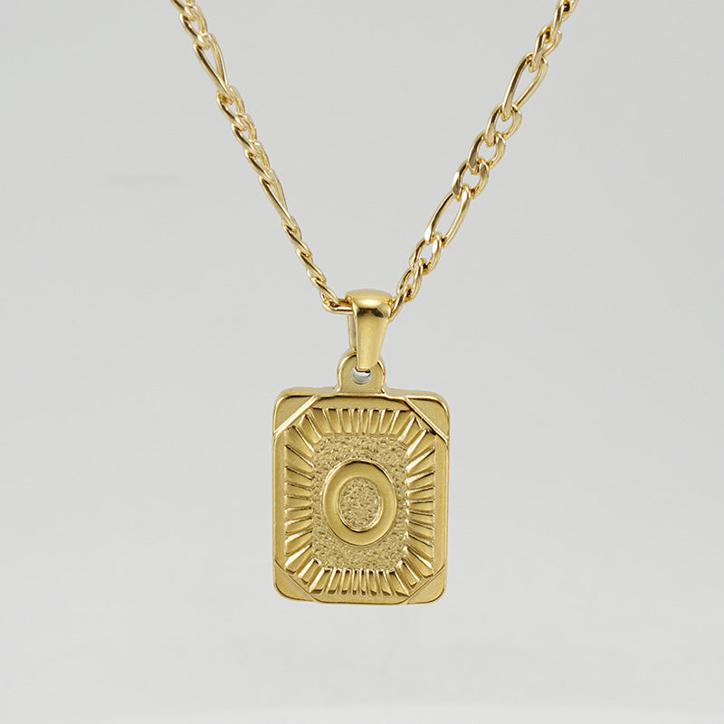 G1. 18K Stainless Steel 26 Square Letter Necklace