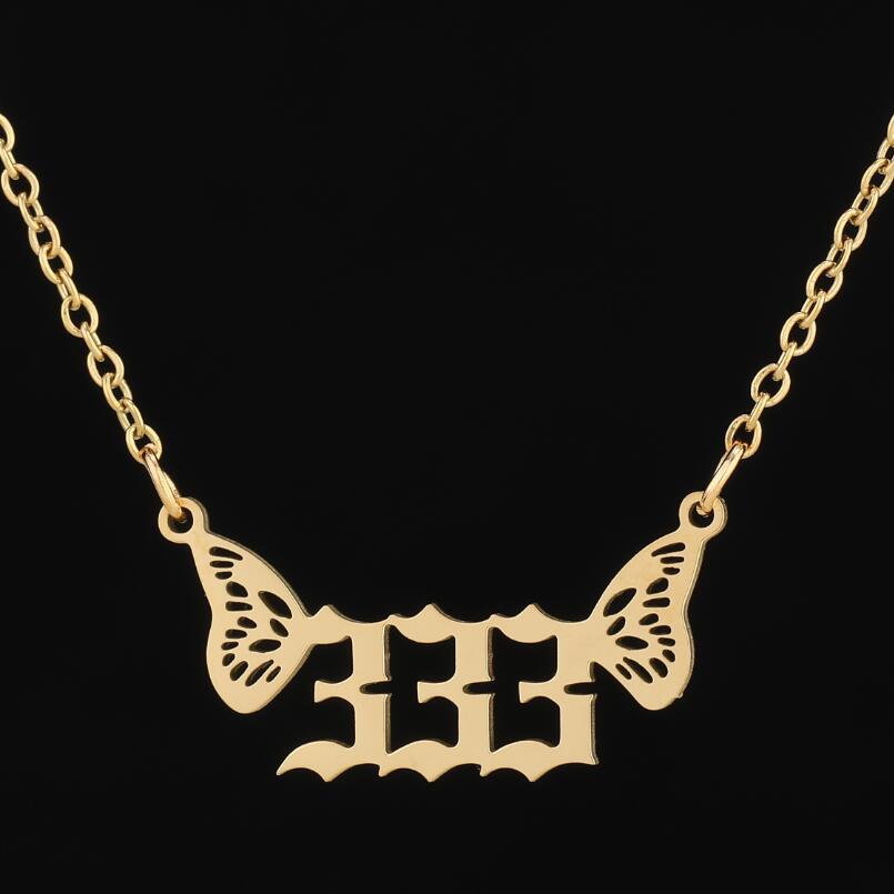 G1. 18K Gold Plated Angel Digital Butterfly, Lucky Pendant Necklace