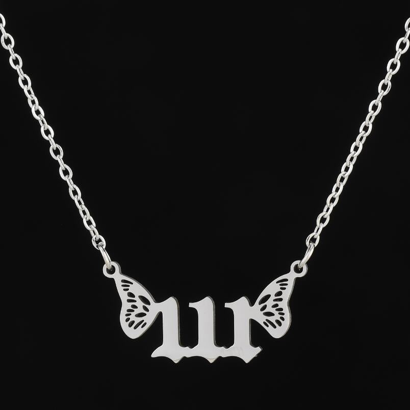 G1. 18K Gold Plated Angel Digital Butterfly, Lucky Pendant Necklace
