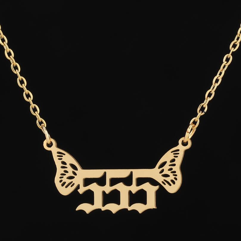 G1. 18K Gold Plated Angel Digital Butterfly, Lucky Pendant Necklace