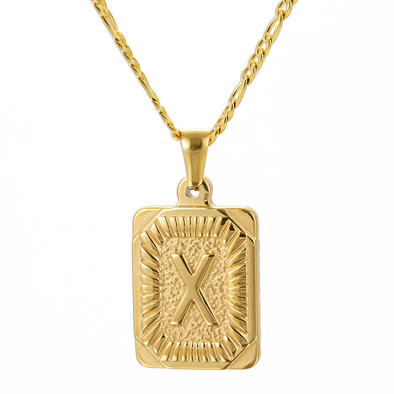 G1. 18K Stainless Steel 26 Square Letter Necklace