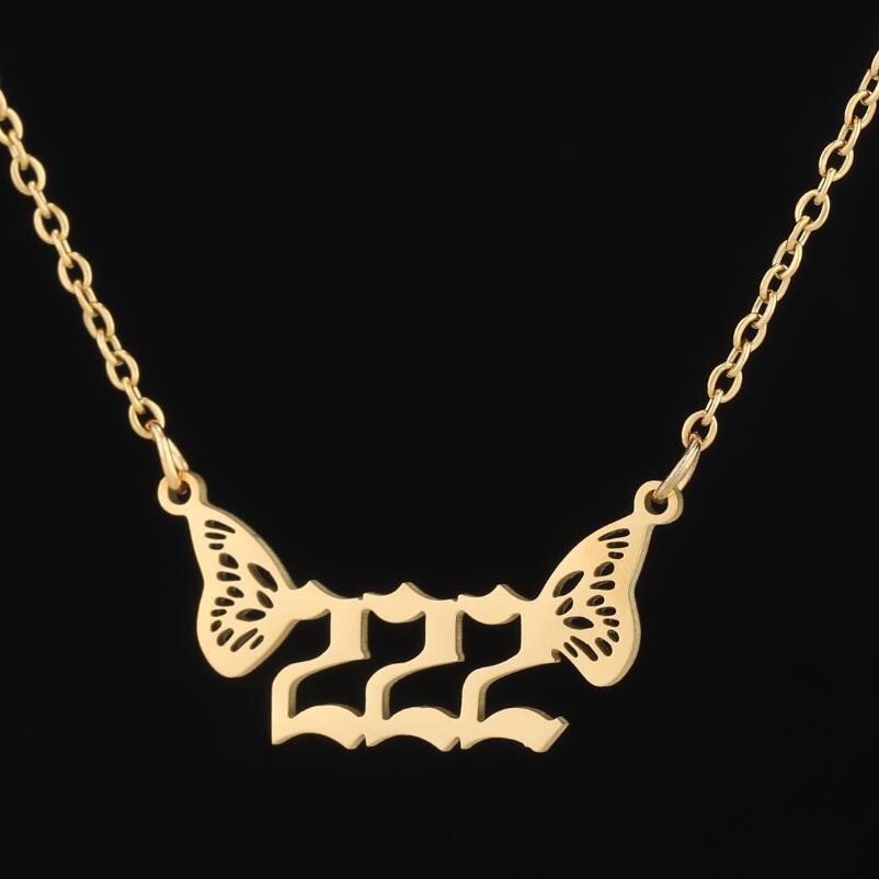G1. 18K Gold Plated Angel Digital Butterfly, Lucky Pendant Necklace