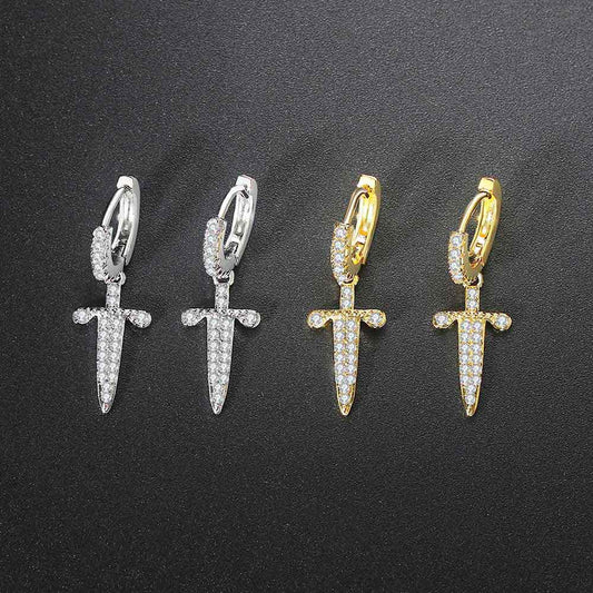 G1. Zircon Earrings Cross Butterfly Star Moon, Gold Plated