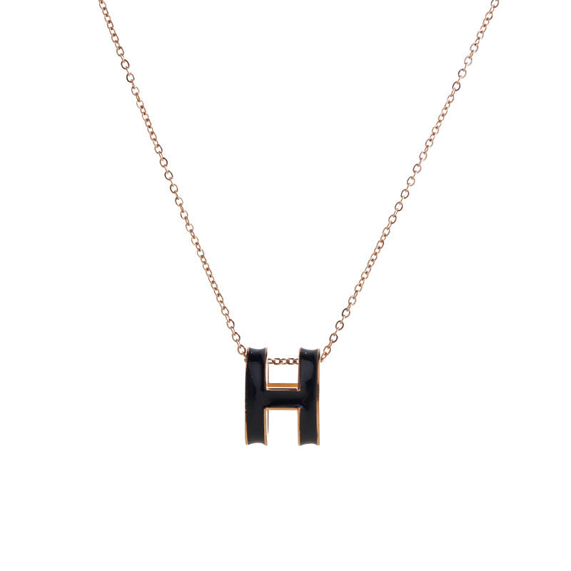 G1. Geometric Titanium Steel Necklace Enamel Stainless Steel Jewelry