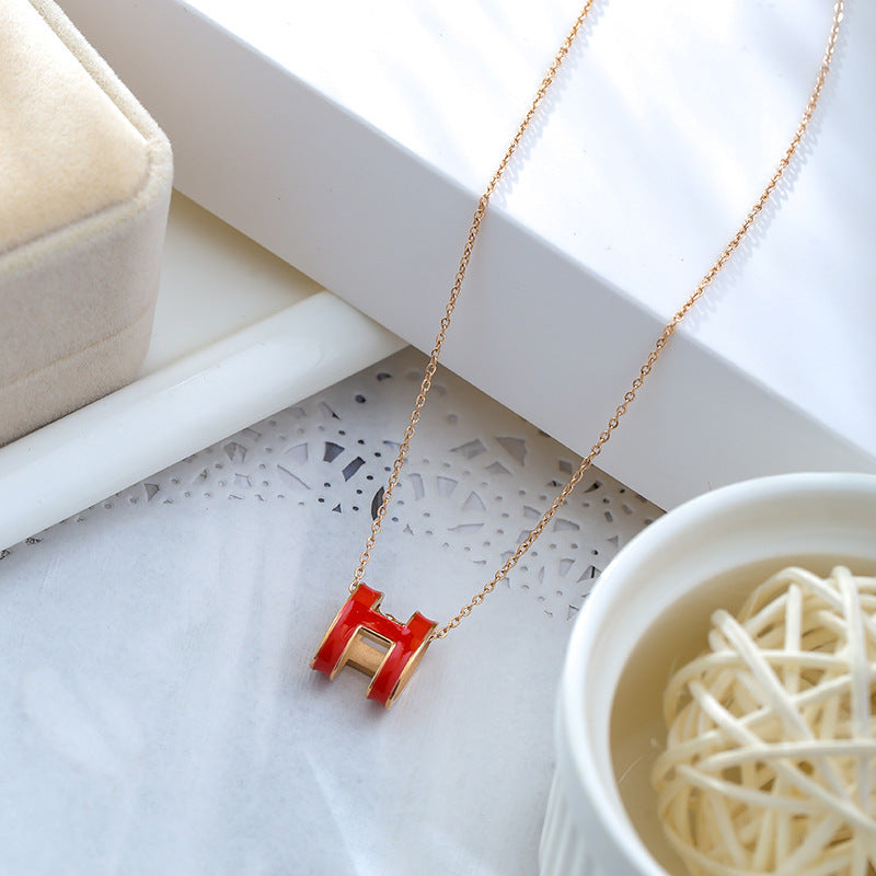 G1. Geometric Titanium Steel Necklace Enamel Stainless Steel Jewelry