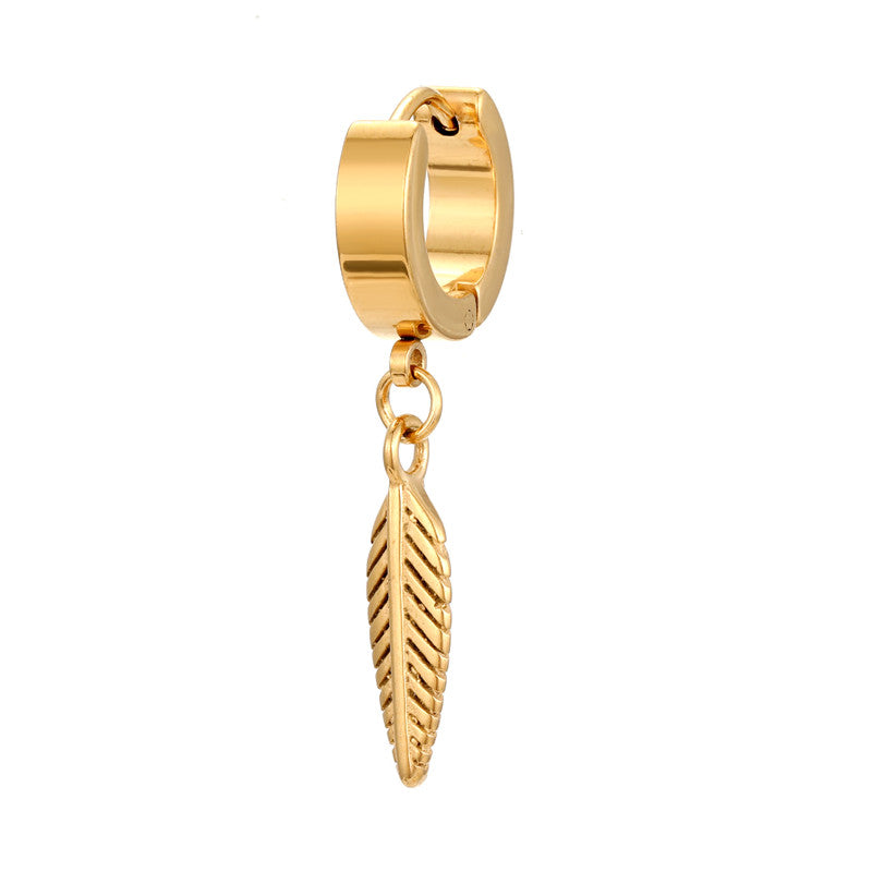 G1. Simple Leaf Copper Gold Plated Titanium Steel Small Earrings
