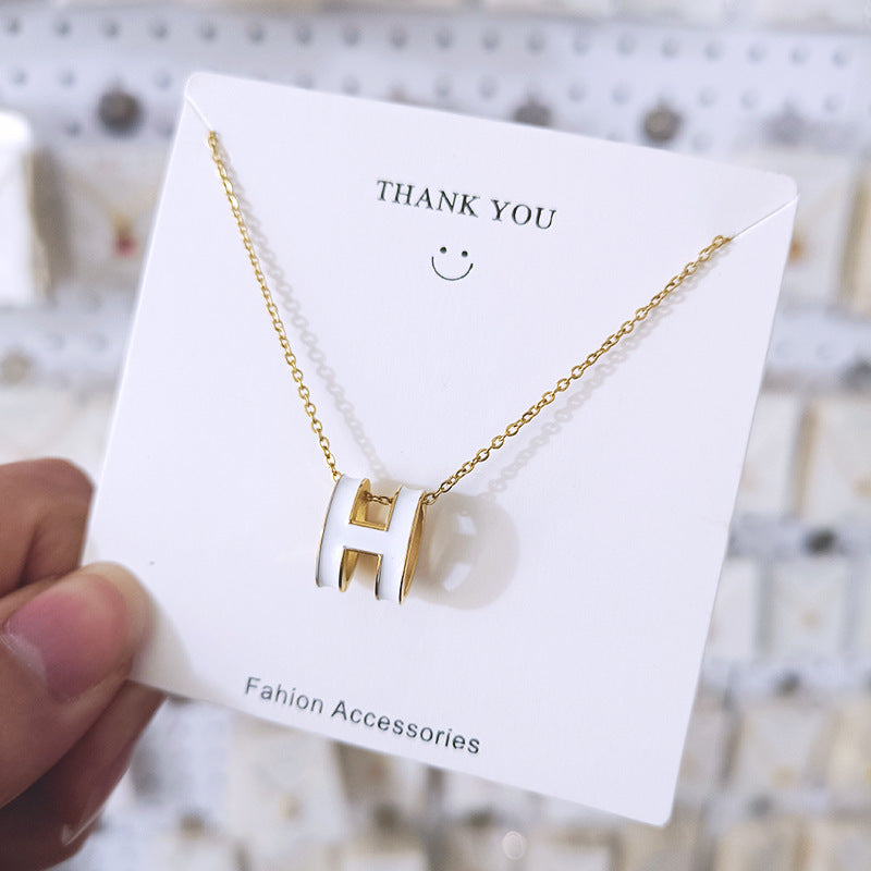 G1. Geometric Titanium Steel Necklace Enamel Stainless Steel Jewelry